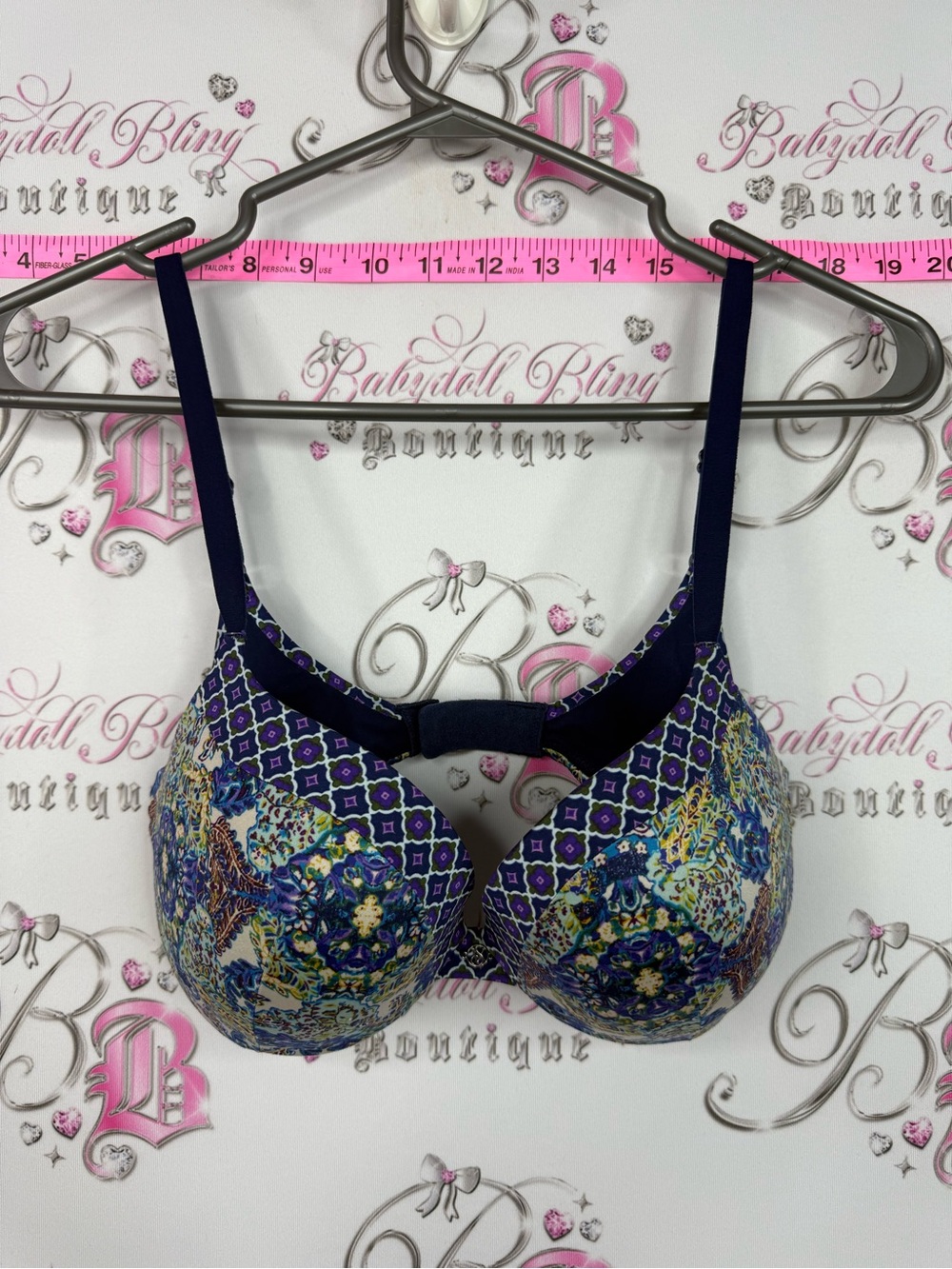 Victoria's Secret push up Navy Blue Multicolor Printed paisley  Bra